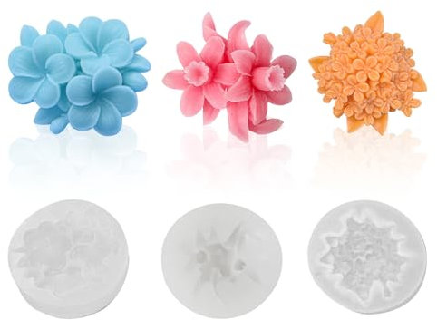 Zfseyuh 3 Pièces Moule Silicone Bougie,Moule Silicone Fleur 3D,DIY Moule Bougie Fabrication pour Savon Artisanal, Aromathérapie, Cire D'abeille