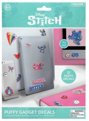 Stitch and Angel Disney Puffy Gadget Aufkleber für Mädchen und Jungen, 3D-Aufkleber, Zubehör für Schule, Büro und Gaming, Bunte Cartoon-Charaktere, Geschenkpaket Paladone
