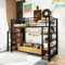 Kinderbett Hochbett Etagenbett 90x200, Metallbett Eisenbett mit Kleiderschrank&4 Regalen, Funktionsbett Einzelbett mit Sicherheitstreppe&Rausfallschutz, Kinderhochbett Stockbett Bettgestell, Schwarz