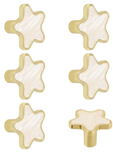 MOROBOR Decorative Star Kitchen Cabinet Knobs, 6 Pack Creative Dresser Drawer Pulls Furniture Cupboard Door Pull Handles Single Hole Zinc Alloy Knobs Furniture Accessories