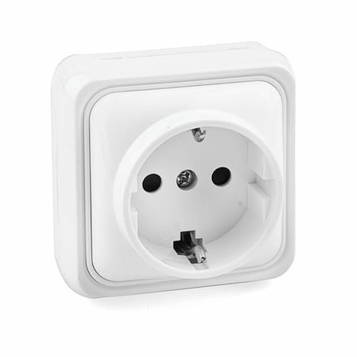 Toma de corriente Schuko 16A, superficie 65, instalación sencilla, materiales duraderos, ideal para uso doméstico y comercial.
