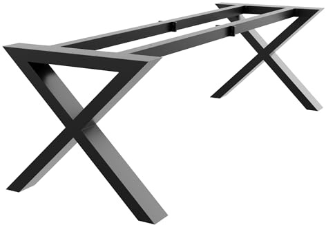 MetaloPro Belaga Extreme Tischgestell – X-förmige Stahlbeine, Pulverbeschichtet, Robustes Industrielles Design, Hochbelastbare Konstruktion - 220x85x72 cm