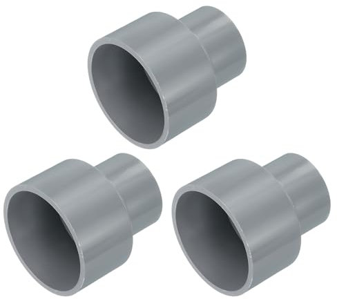 sourcing map 3 Pcs UPVC Reducer Pipe Fitting, 50x32mm PVC Straight Pipe Coupling Adapter Connector for Home Sewer Plumbing Water Line, Grey