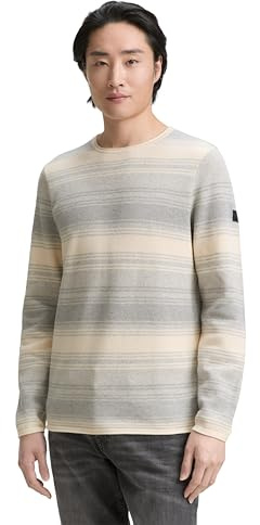 TOM TAILOR Herren Strickpullover im Streifenmuster