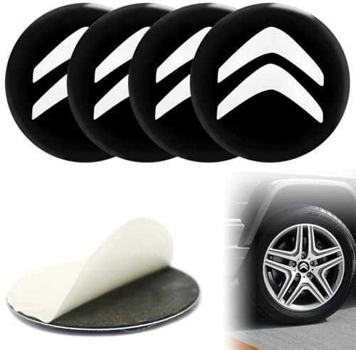 FUWUDI 4 Pièces Cache-moyeux Autocollants pour Citroen 65mm, Insigne Couvercle de Jante Autocollant, Hub Centre Caps Cover Sticker