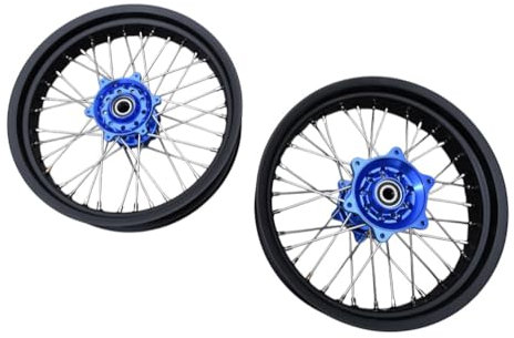 avdb-moto Paar Felgen/Speichen Vorne Hinten 17 / 17 kompatibel mit YAMAHA YZF 450 2014-2018, YZF 450 2019-2022, YZF 250 YZ250F 2014-2015, YZF 250 YZ250F 2016-2018 Supermoto (Blau)