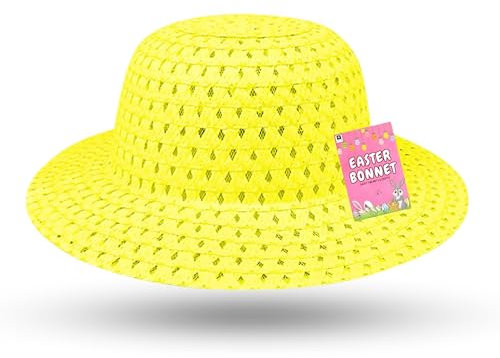 AKH® Easter Bonnet Hat | One Size Kids and Teens | Ready to Wear Easter Hat for Kids, Girls & Boys | Perfect for School Competitions, Parades & Spring Celebrations (Yellow)