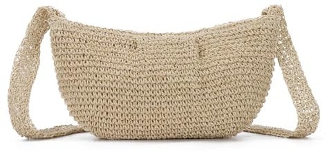 EVEOUT Straw Crossbody Bag Women Summer Boho Chic Raffia Hobo Shoulder Bag for Beach Holiday Travel