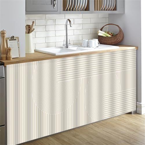 Highdi Rideau Armoire Cuisine Courts, Meuble Rideau Cache Placard Anti Poussière Auto-Adhésif sans Perçage pour sous Evier, Cuisine Porte de Placard, Étagères (Beige 1,140 * 100cm)