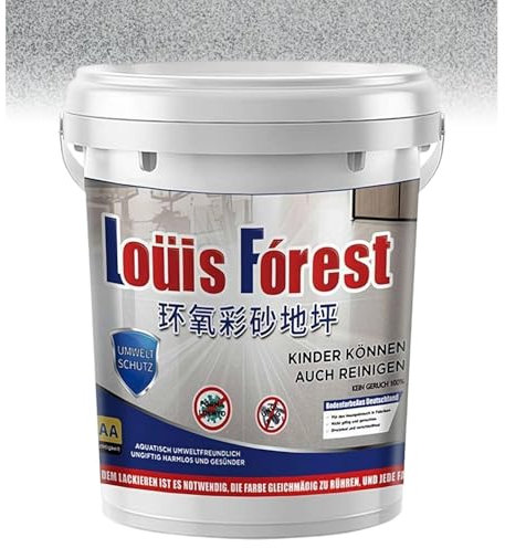 Louis Forest - Vernice epossidica per pavimenti, rivestimento epossidico lucido, effetto marmo, sabbia colorata, pavimenti autolivellanti, pittura garage, asciugatura rapida, resistente all'usura