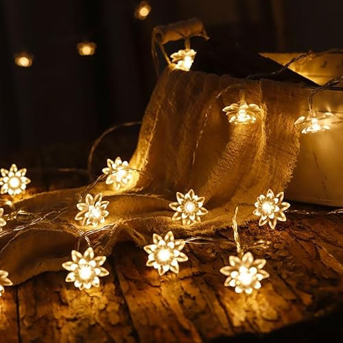 KOBOKO Lichterkette Blumen,1,5M 10LED Blumen-Lichterkette,LED Blume Lichterkette Innen,Lichterkette Batteriebetrieben,Dekorative Lichter für Innen,Außen,Hochzeit,Party,Schlafzimmer,Garten Dekoration