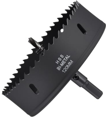 METALLIXITY Bi-Metal Hole Saw 4-23/32120mm M42 HSS for Hard Steel Black | Circular Head Hole Cutter with Center Drill Bit for Stainless Steel Sheet