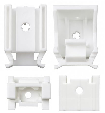 Lot de 4 supports de store romain blancs de 35 mm avec clips de fixation en plastique robuste pour rail de tête de rail de 35 mm, environ 33,45 mm x 25,60 mm