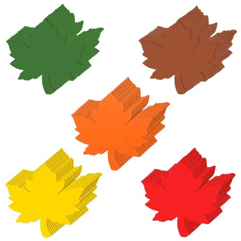 Tofficu 60 Stück Ahornblatt Papier Dekoration 8X8Cm Herbstliche Grußkarten Bastelpapier Mit Bunte Klebepunkte Für Pinnwand Kinderzimmer Thanksgiving Party Und Klassenzimmer Deko