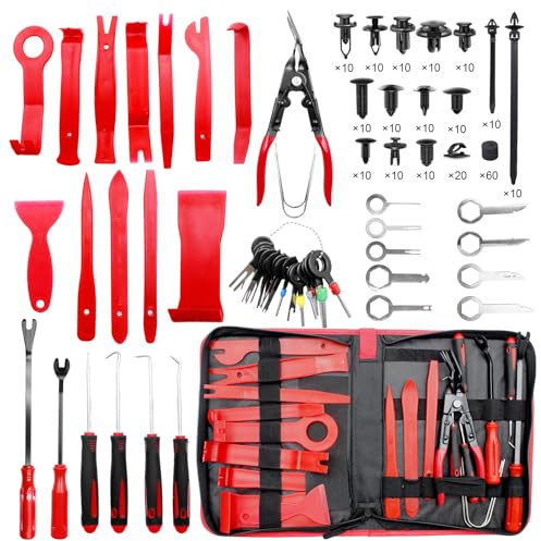 268 Pezzi Kit Smontaggio Pannelli Auto, Strumento di Rimozione Auto Kit Leve per Plastiche Cruscotto e Audio, Set di Attrezzi per la rimozione delle Finiture dell’Auto per Pannello Radio Cruscotto