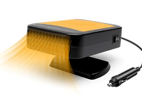 Horuili® 200W 12V Auto Heizung & Entfroster - Tragbare 360° Drehbare Frontscheiben Enteisung & Entnebelung mit Zigarettenanzünder Stecker - Schnelle Heizung für die Meisten Autos