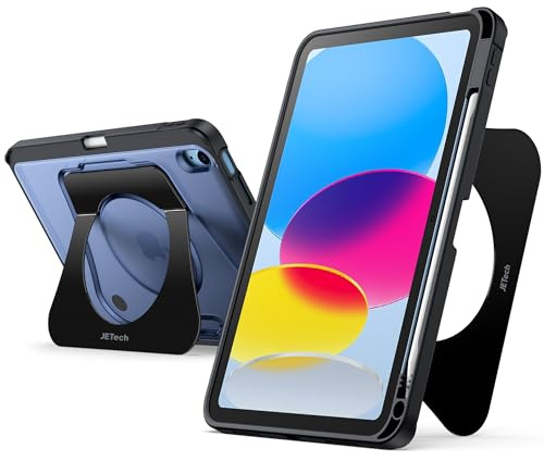 JETech Hülle mit Ständer für iPad (A16) 11./10. Gen, Schwarz | Für 2025/2022 Modell, Verstellbarer Mehrwinkelständer, Stifthalter, Dünn Stoßschutz, Matte Rückseite
