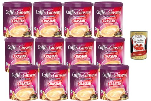Italian Gourmet Löslicher Kaffee & Ginseng Mix zum Süßen – 12x 200g Vorratspack – Cremiges Heißgetränk, Instant Getränkepulver, Frühstück & Pause, Italienische Spezialität + Italian Gourmet Polpa