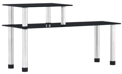 Mokuyary Étagère de cuisine Noir 45x16x26 cm Verre trempé Stockage rayonnage Support de Rangement pour Cuisine, Salon, Garage, Atelier