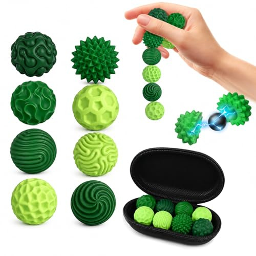 Carehabi 8 Stück Magnetische Fidget Toys Anti Stress Bälle Spielzeug | Sensorik Spielzeug Fidget Toys mit 8 Verschiedenen Texturen und Aufbewahrungsbox für Erwachsene und Kinder ADHS