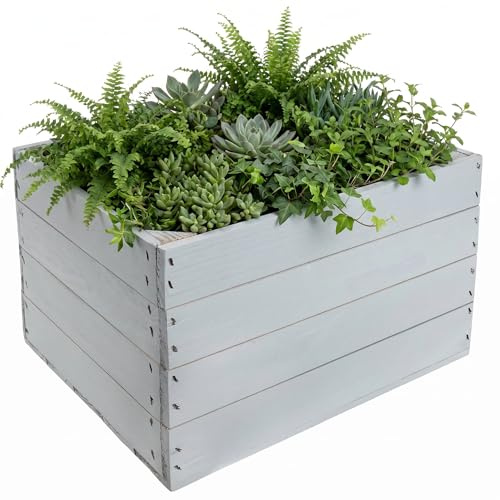 Creative Deco Kiste Holz Deko Holzkiste Grau | 40 x 30 x 23 cm | Geschliffen Obstkiste ohne Schlitzen Weinkisten Apfelkiste | als Geschenkbox Spielzeugkiste Aufbewahrungskiste Weihnachten