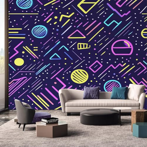 hgjdjhnf Memphis Photo Wallpaper Geometric 80s 90s Retro Pattern Living Room Bedroom Decoration Wall Wallpaper Wall Decoration Motif Wallpaper,430cmx300cm