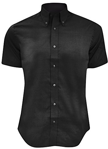 Kustom Kit Mens Short Sleeve Tailored Fit Premium Oxford Shirt (16.5inch) (Black)