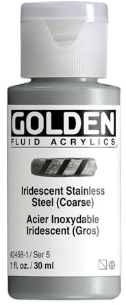 Golden Fluid Acrylic, 1 Ounce Bottle, Iridescent Stainless Steel Coarse (2458-1)