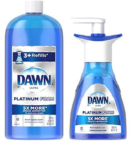 Dawn Platinum Kit de mousse à vaisselle effaçable pour vaisselle et recharge de savon frais