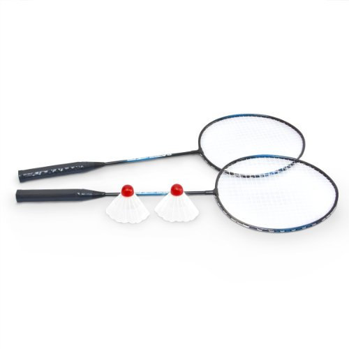 Badminton Federball Set 4-teilig Blau-Schwarz Aluminium