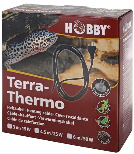 HOBBY Terraristik Terra-Thermo I Heizkabel für Terrarien I 6 m 50 Watt I Wärmekabel zur Temperaturregulierung I doppelt silikonummantelt und wasserdicht I Terrarienheizung für Reptilien und Amphibien