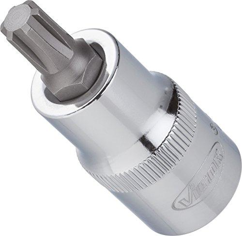 VIGOR Schraubendrehereinsatz, V2202, 1/2″, Innen Keilprofil Ribe-CV, SW M5 | Antrieb 1/2 Zoll (12,5 mm) Vierkant hohl, Abtrieb Innen Keilprofil Ribe-CV, Länge l2 55 mm, 70 g, Antrieb: 1/2″, Maße: 55 mm