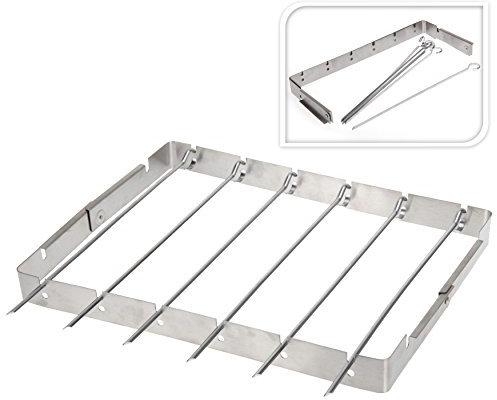 Grillaufsatz mit 6 Grillspießen Schaschlikspieße Spieße 26x33 cm Edelstahl