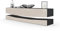 Vladon Lowboard City, Made in Germany, TV-Kommode mit Sockelelement, 1 offenem Fach und 3 Schubkästen, Schwarz matt/Sandgrau Hochglanz (178 x variabel x 39 cm)