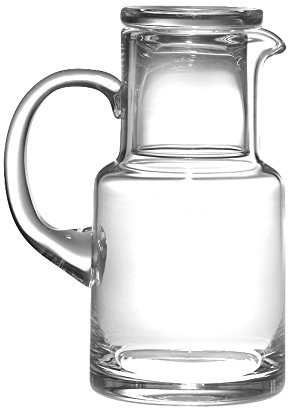 Barski - Europäisches Qualitätsglas – 2-teiliges Wasserset für Nachttisch/Schreibtisch – mit Griff – mit Becher – Karaffe ist 530 ml – Hergestellt in Europa
