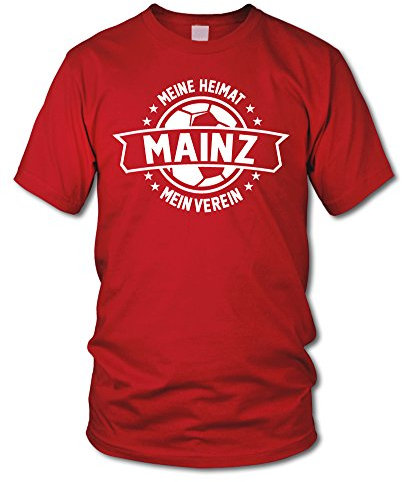 shirtloge - Mainz - Meine Heimat, Mein Verein - Fan T-Shirt - Rot - Größe L