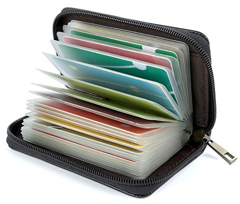 GERIINEER Porte Cartes de Crédit Femme Homme Cuir 26 Fentes (Noir Cuir Spécial)