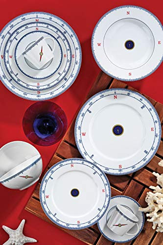 24 pezzi Set stoviglie in porcellana, nautico, qualità premium, made in Turkey, servizio per 6