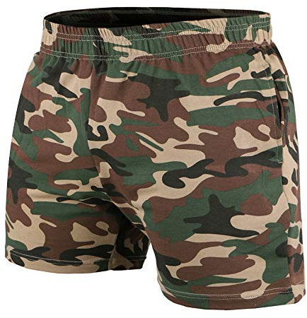 Muscle Alive Herren Bodybuilding Fitnessstudio Trainieren Kurze Hose Frottee-Baumwolle 5 PLN Tarnung M