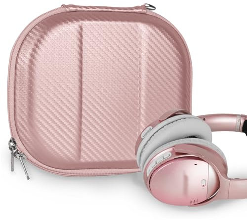 Geekria Nova Kopfhörer-Hülle, kompatibel mit Bose QC Ultra, QuietComfort 35 II, QC45, QC25, QCSE Hülle, Ersatz-Hartschalen-Reisetasche mit Kabelaufbewahrung (Rosa)