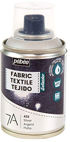 Pébéo - Textilfarbe Spray für Textilien 7A Spray - Natürliche und synthetische Stoffe - Auf Wasserbasis - Lösungsmittelfrei - Waschmaschinenfest - Sprühfarbe für Textilgestaltung - Silber