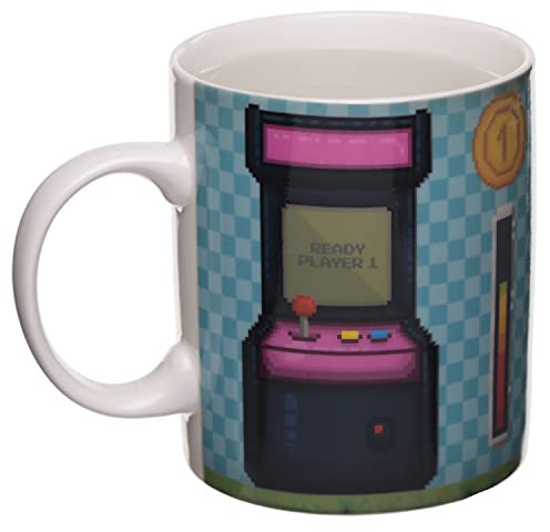 Puckator Game Over Heat Changing Colour Change porcelain Mug, Tea Coffee Hot Drinks Microwave & Dishwasher Safe Height 9.5cm Width 11.5cm Depth 8cm 300ml Capacity