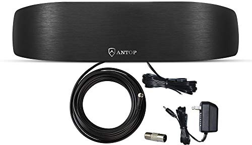 Antop High Gain Indoor Radio Antenna, Multi-Directional Amplified AM FM Antenna 50 Miles with Amplifier Signal Booster and 4G Filter for Stereo Radio Audio Signals, Perfect for Home/RV/Mobile Use