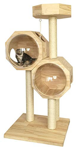 Cat Climbing Cat House Aktivitätszentrum Spielzeug Katze Kletterturm Thront Katzenkratz Post Katze Turm Dschungel Fitnessraum Spielzeug Tisch Kratzbaum ( Color : Natural , Size : One size )