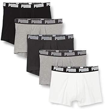 PUMA Boxer, Biancheria Intima Uomo, Bianco/Grigio/Nero, M