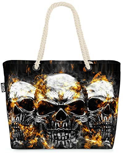 VOID Totenköpfe Hard Rock Strandtasche Shopper 58x38x16cm 23L XXL Einkaufstasche Tasche Reisetasche Beach Bag