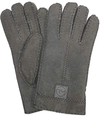 Rohn Moden Fingerhandschuhe Hochstein echt Lammfell für Damen und Herren, Handschuhe in Premiumqualität aus Baby Curly Merinolamm handgenäht anthrazit, dunkelgrau, schwarz, size 8