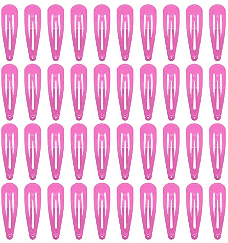Lot de 40 barrettes à cheveux en métal de 5,1 cm pour filles (rose vif)