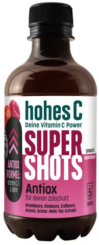 Hohes C Super Shots Antiox Zellschutz mit Brombeere Himbeere Erdbeere Grüner Mate Tee-Extrakt Aronia vegan ohne Zuckerzusatz & Konservierungsstoffe Einweg, 330 ml