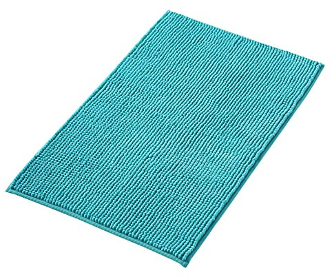 Decomira Badematte rutschfest | Als Badteppich Set kombinierbar | Badezimmer-Teppich Bad-Vorleger waschbar aus Chenille | Duschvorleger für Dusche, Badewannen, WC Deko | Petrol Türkis - 40x60 cm